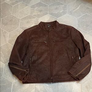 Vintage Structure Faux Suede Motorcycle Jacket – Brown – Men’s Size L